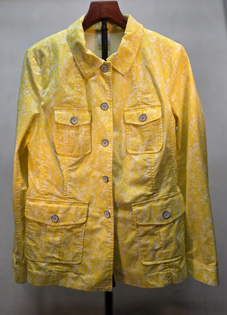 CAbi Field of Daisies Floral Cargo Blazer Stretch Vibrant Yellow Sz‎ Med